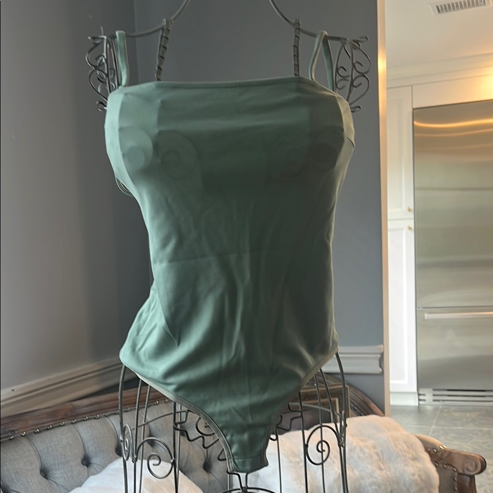 Free People Green Bodysuit with Spaghetti Straps